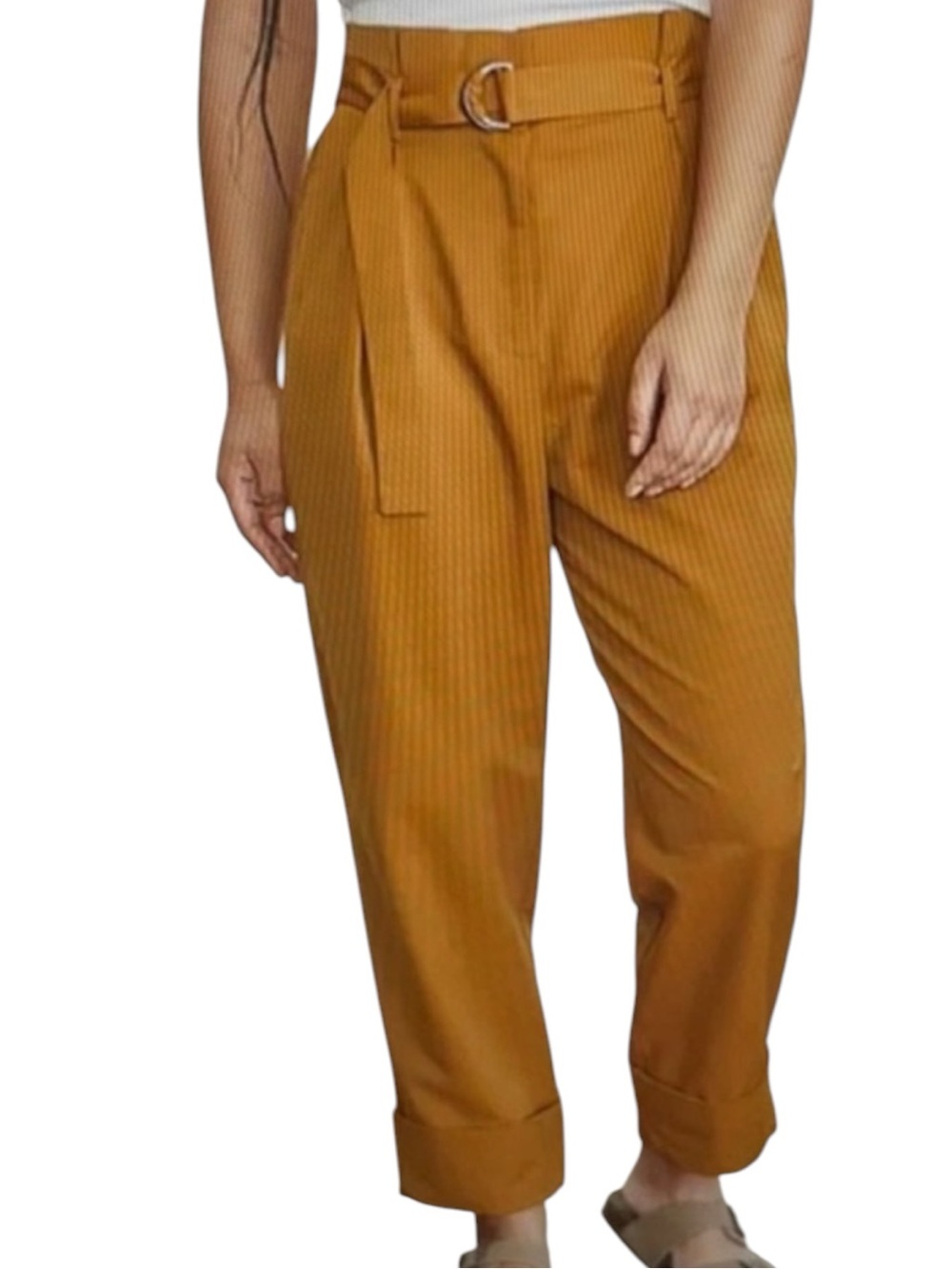 ELIZABETH and JAMES High-Waist Belted Tapered Pants in Mustard Size 0